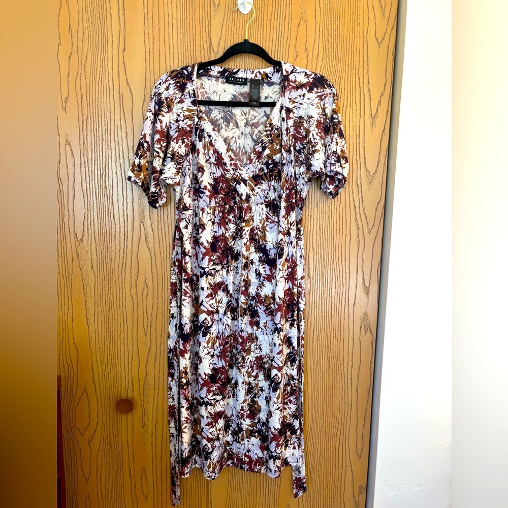 Axcess tie waist faux wrap dress sz L